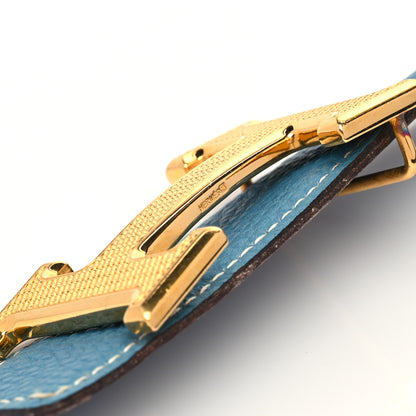 Hermes Togo Box 32mm Guilloche H Belt 75 Blue Jean Black 4 of 6