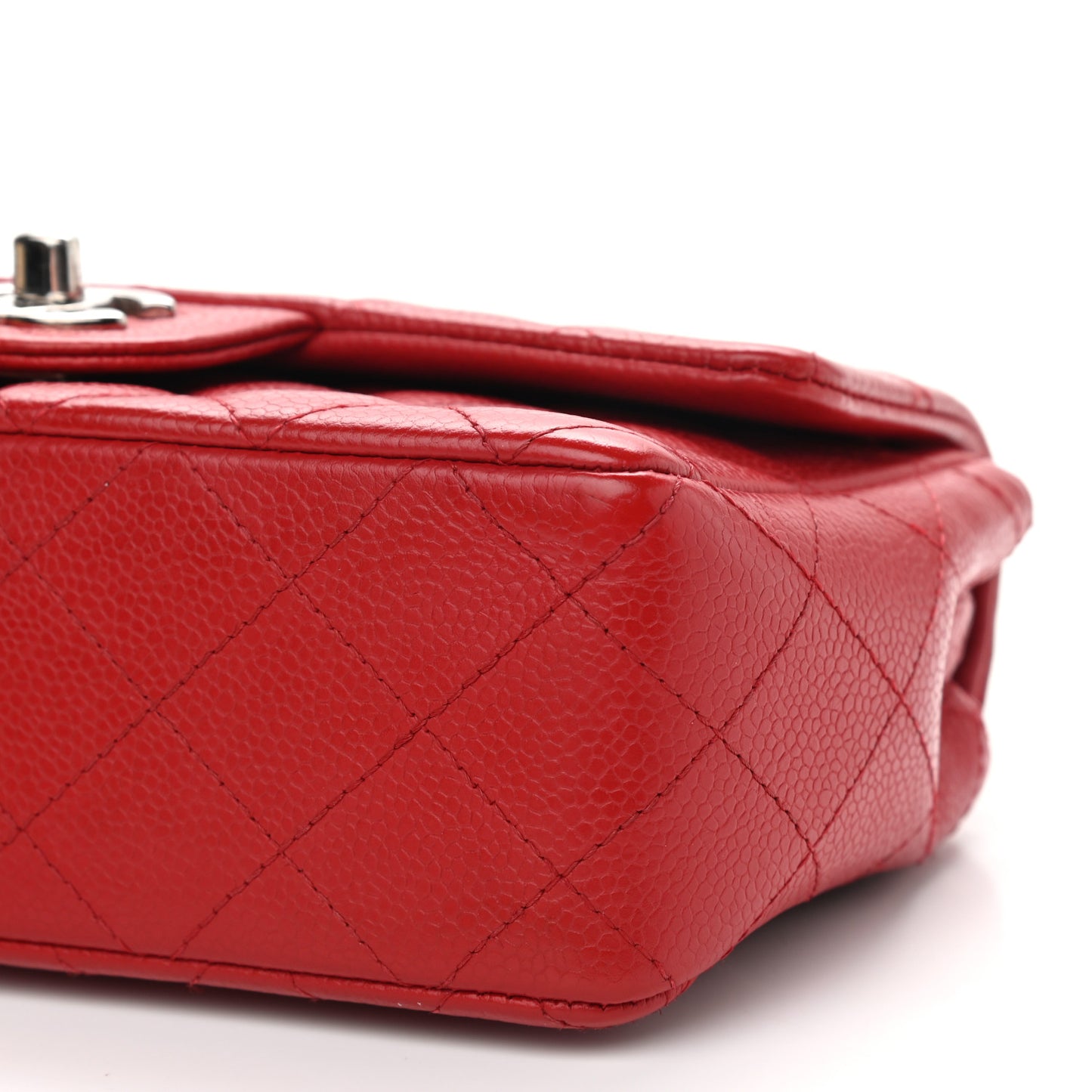 Caviar Quilted Mini Rectangular Flap Red