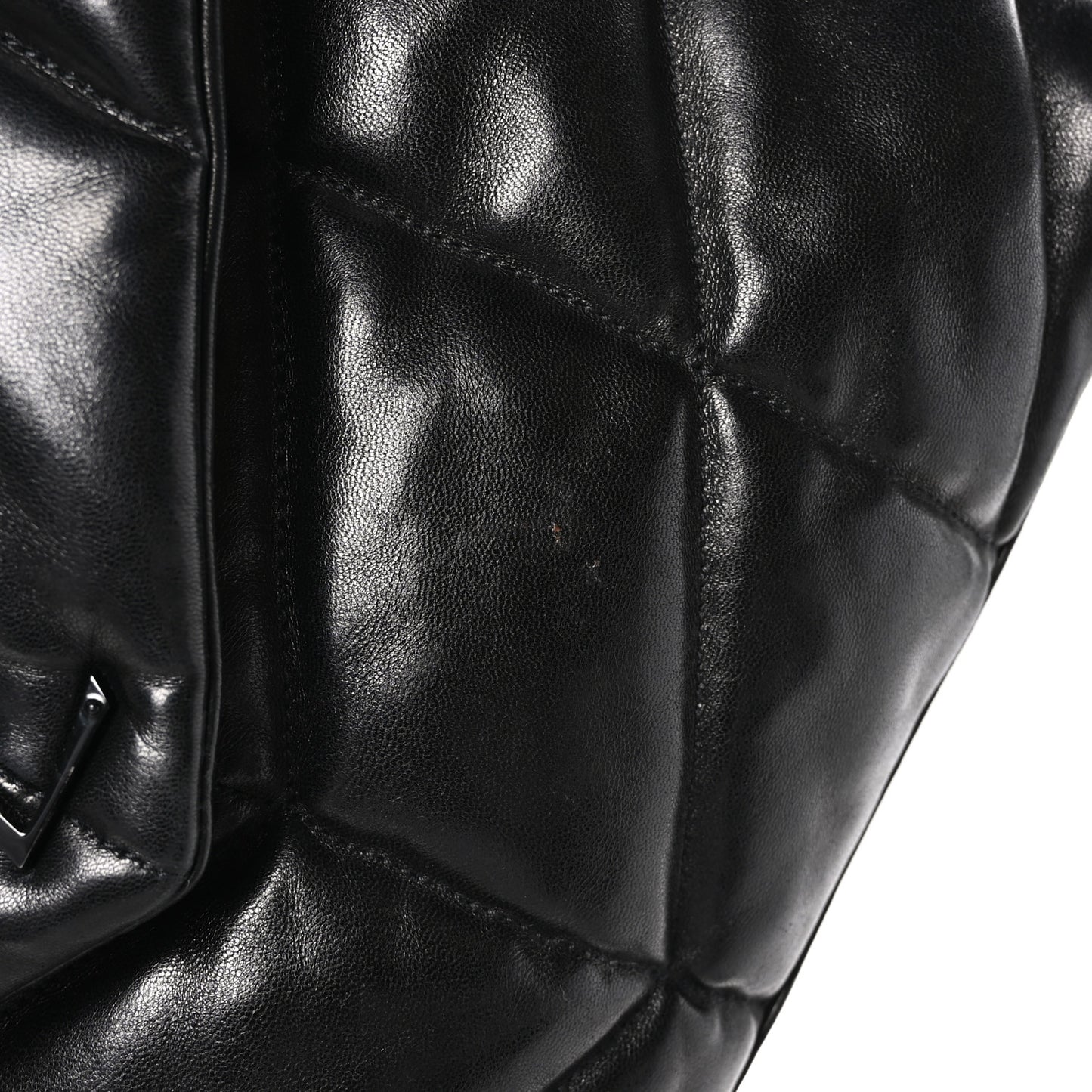 SAINT LAURENT Lambskin Quilted Monogram Monochrome Medium Loulou Puffer Chain Satchel Black