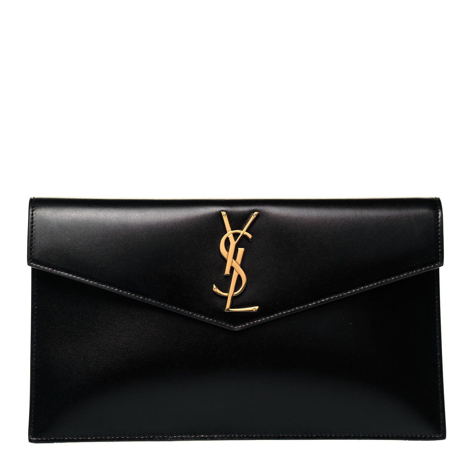 Saint Laurent Smooth Shiny Calfskin Monogram Uptown Pouch Black 1 of 9