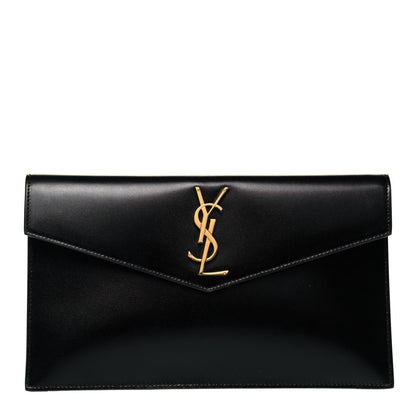 Saint Laurent Smooth Shiny Calfskin Monogram Uptown Pouch Black 1 of 9
