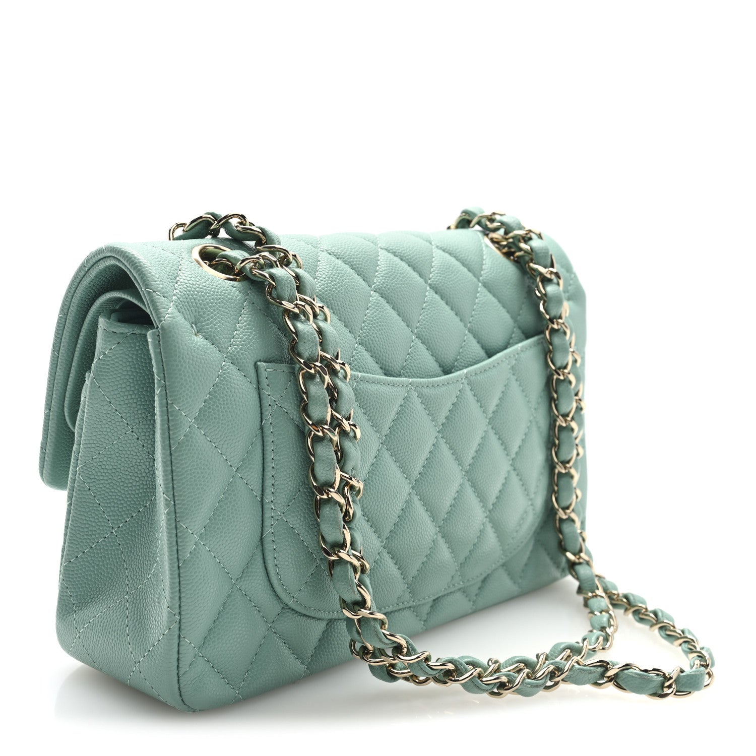Chanel Caviar Quilted Small Double Flap Light Blue 3 of 10
