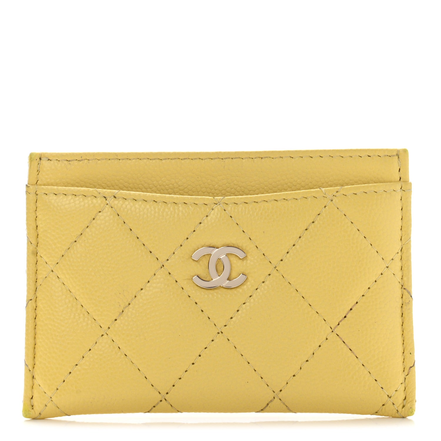 Chanel Caviar Quilted Card Holder Yellow 1 of 15