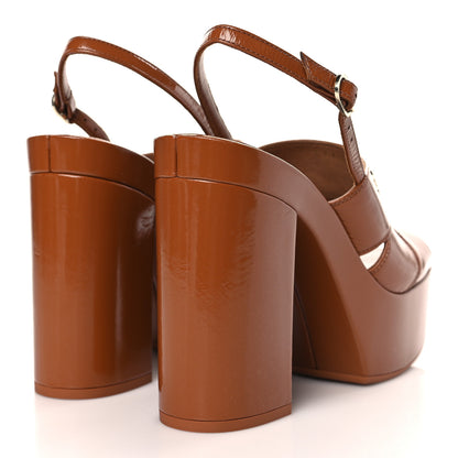 Chanel Crumpled Patent Lambskin Platform Sandals 39.5 Light Brown 4 of 10