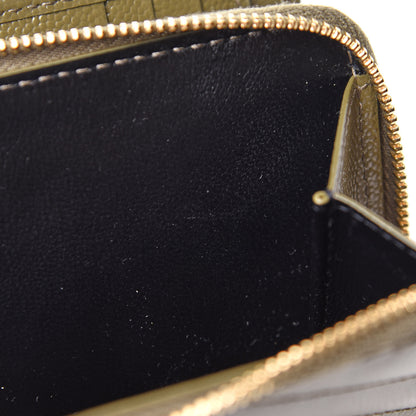 Saint Laurent Grain De Poudre Matelasse Chevron Monogram Compact Zip Around Wallet Vert Kaki 8 of 9