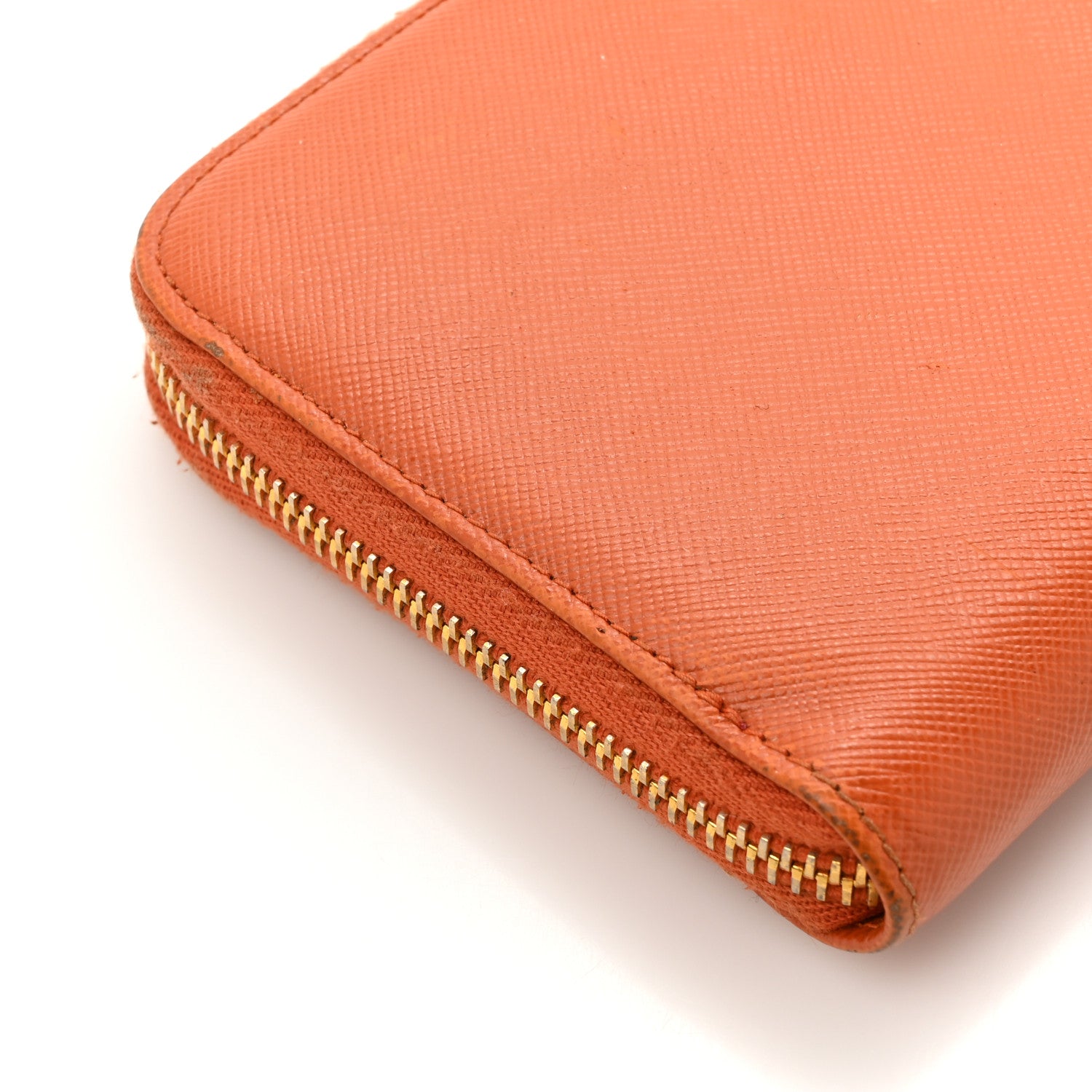 Prada Saffiano Metal Zip Around Wallet Rame 14 of 15