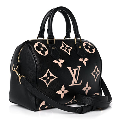 Louis Vuitton Empreinte Monogram Giant Speedy Bandouliere 25 Black Beige 3 of 12
