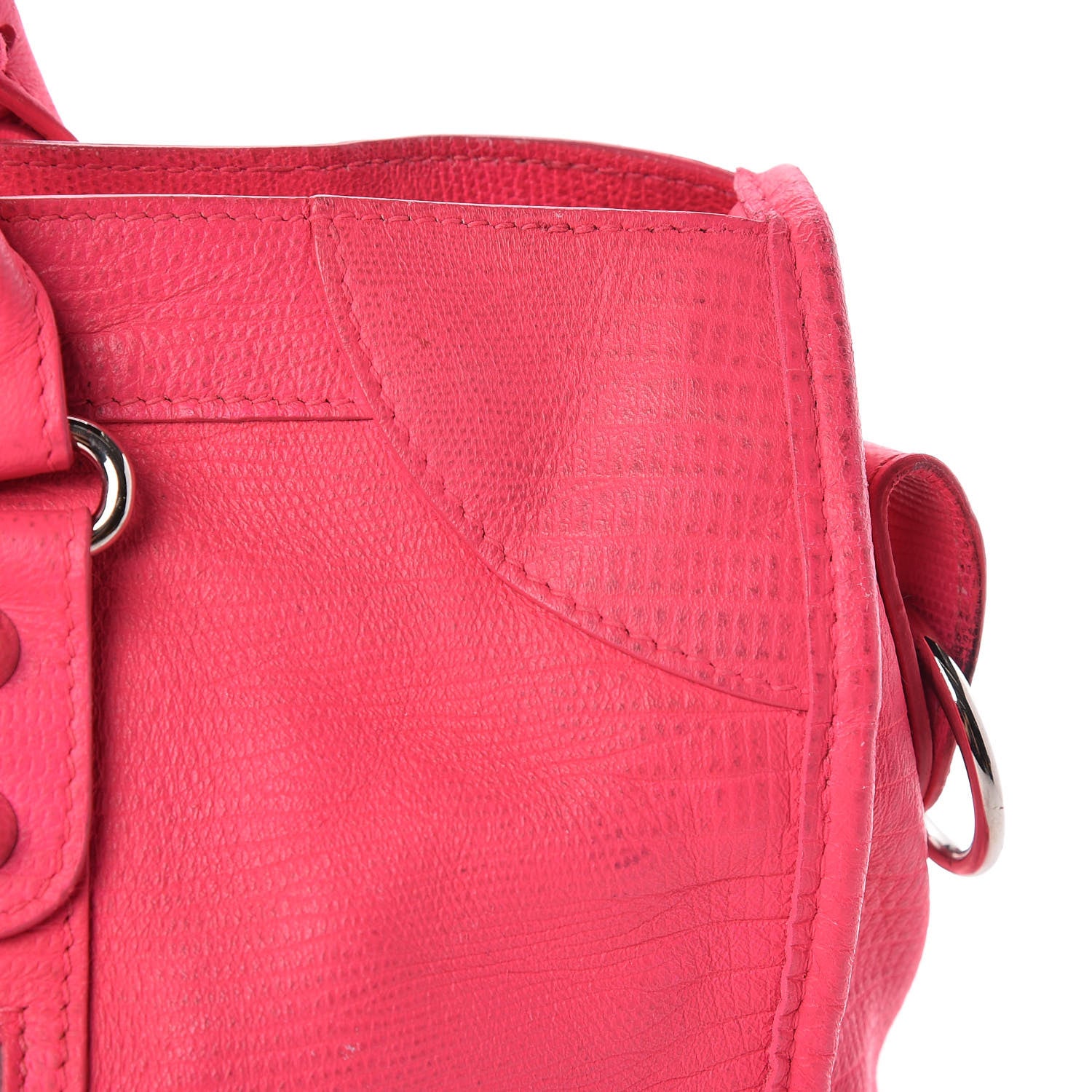 Balenciaga Calfskin Lizard Embossed Classic Silver Hardware City Rose Fluo 16 of 22