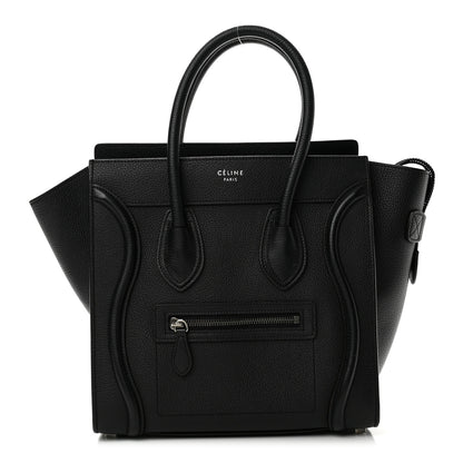 Celine Drummed Calfskin Micro Luggage Black 1 of 12