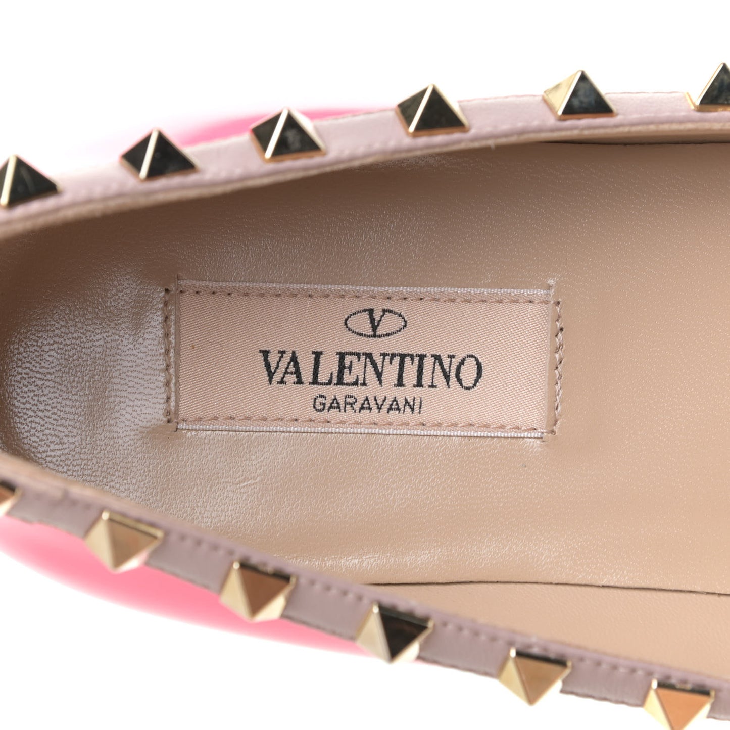 Patent Nappa Rockstud Ballerina Flats 38.5 Fuxia Fluo Poudre