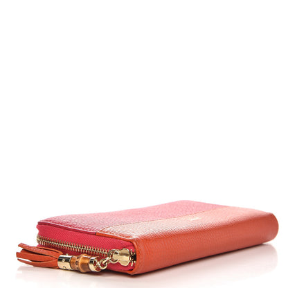 Gucci Pebbled Calfskin Bamboo Tassel Zip Around Wallet Pink Orange 4 of 11