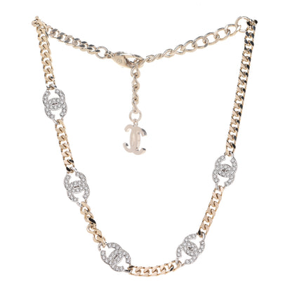 Chanel Crystal Chain CC Link Choker Gold Silver 3 of 5
