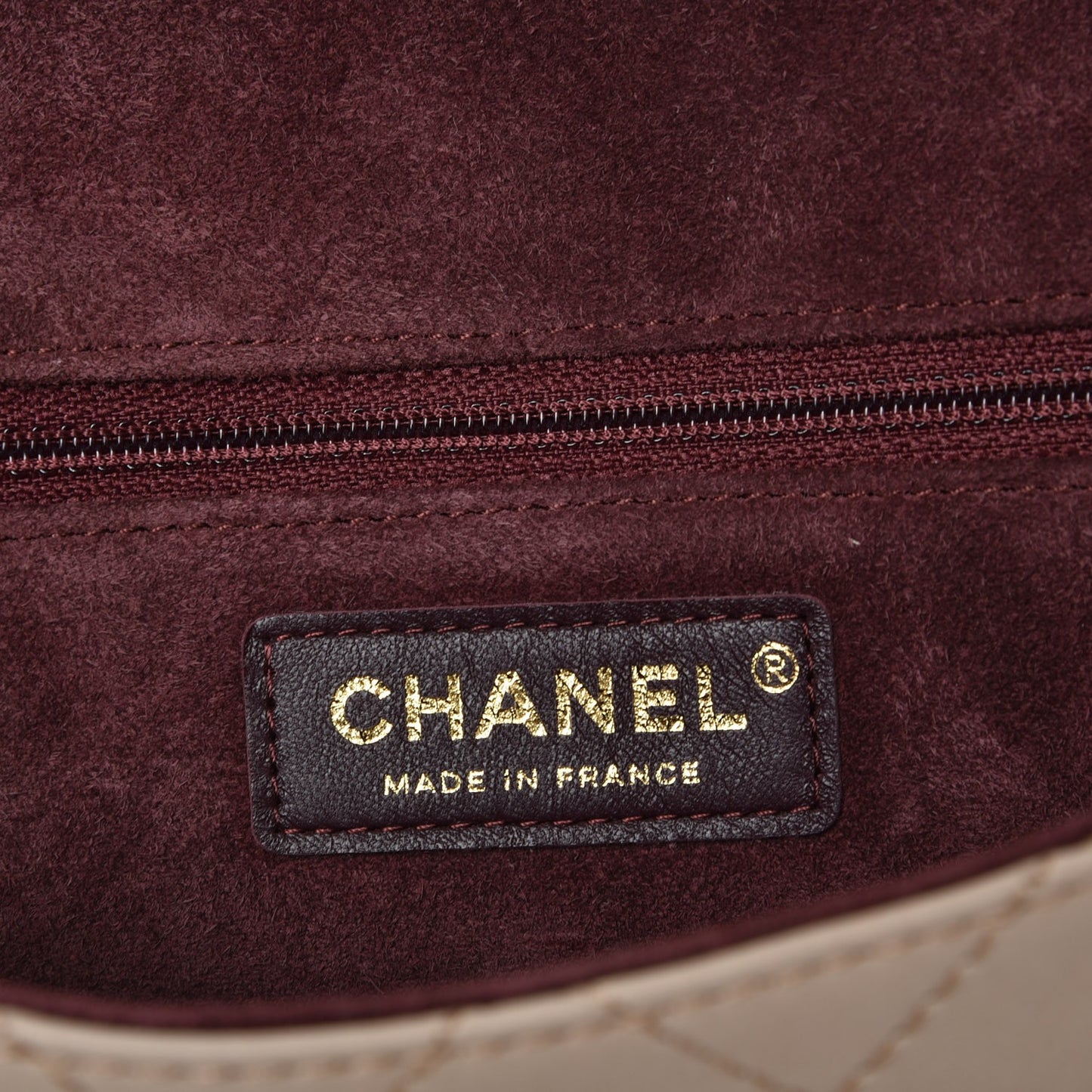 Calfskin Quilted Saddle Messenger Flap Beige