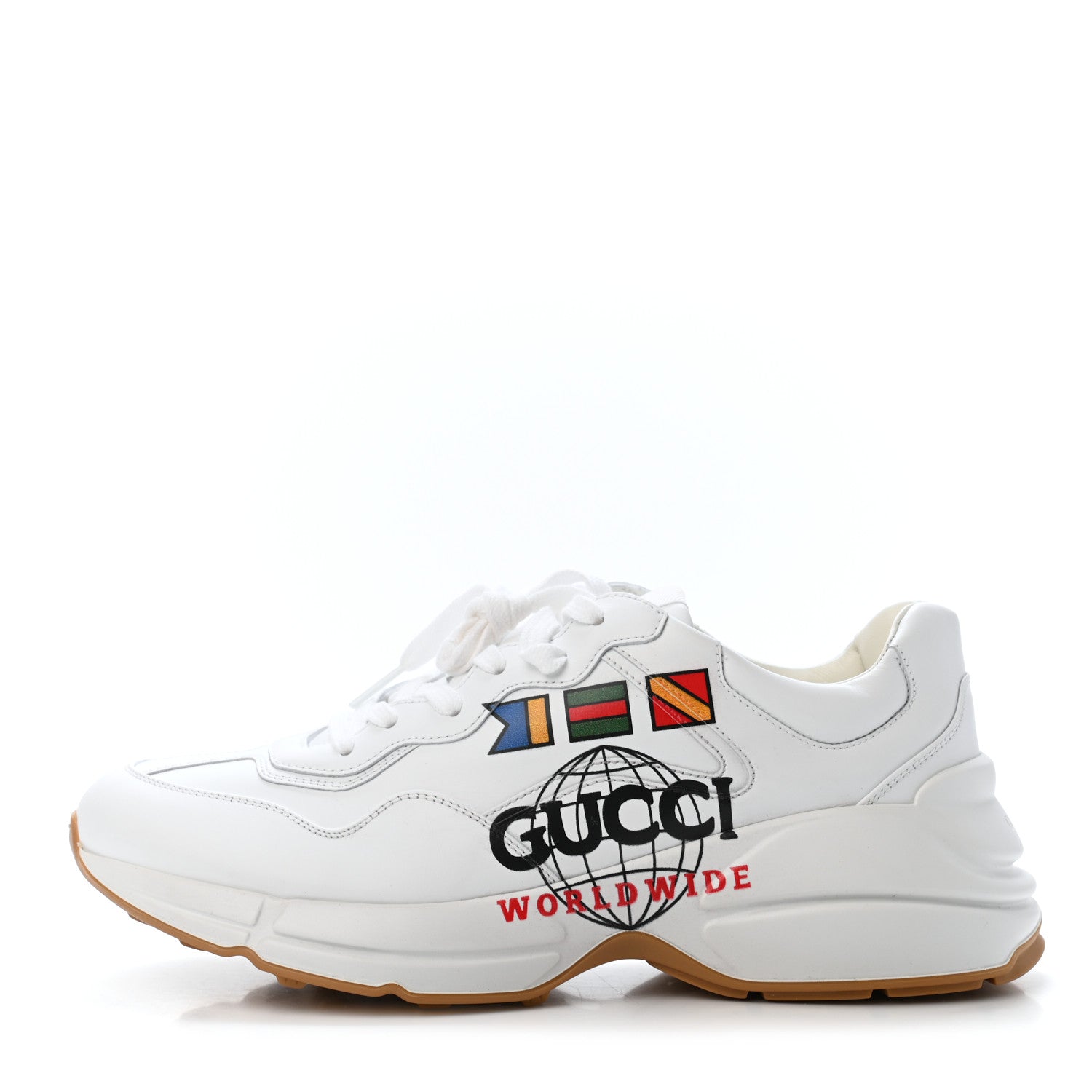 Gucci Calfskin Worldwide Mens Rhyton Sneakers 9 Great White 1 of 4