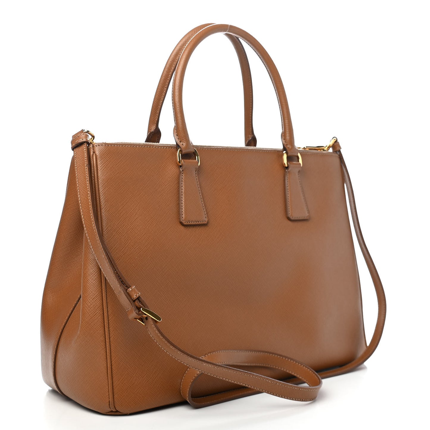 Saffiano Medium Galleria Double Zip Tote Caramel
