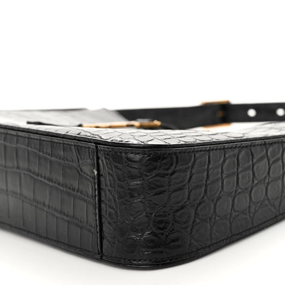 Saint Laurent Calfskin Crocodile Embossed LE 5 A 7 Hobo Black 9 of 9