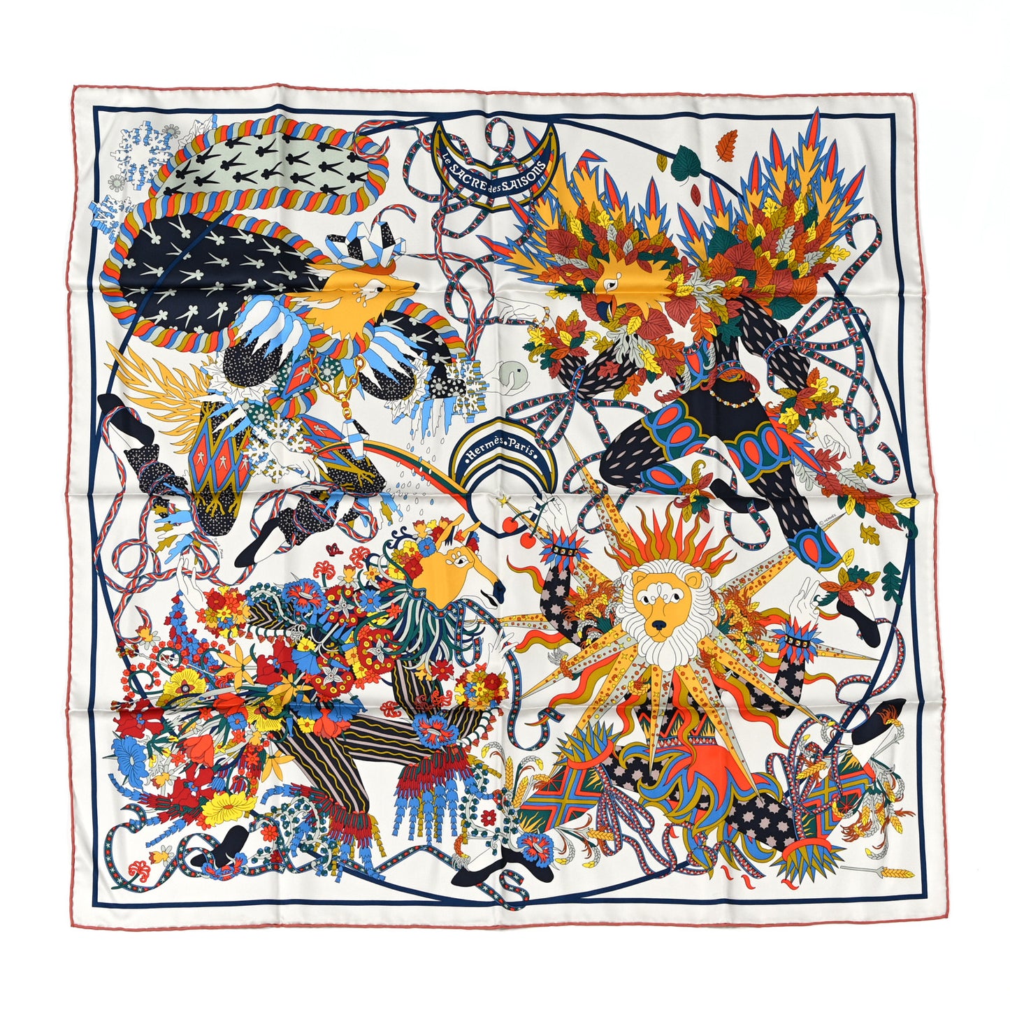 Silk Le Sacre Des Saisons Scarf 90 Craie Jaune Soleil