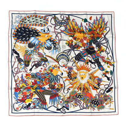 Hermes Silk Le Sacre Des Saisons Scarf 90 Craie Jaune Soleil 1 of 4