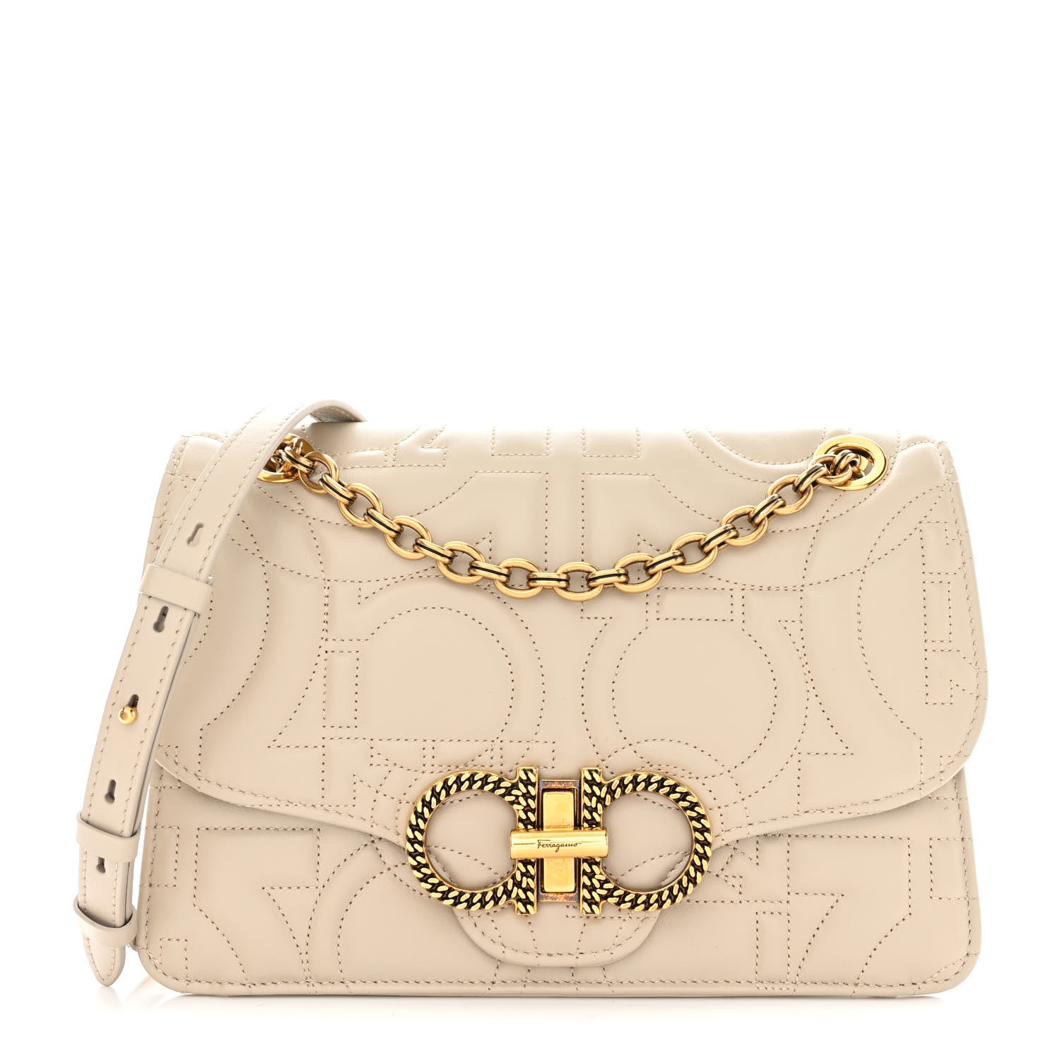 Salvatore Ferragamo Calfskin Quilted Gancini Flap Bag Peony 1 of 10