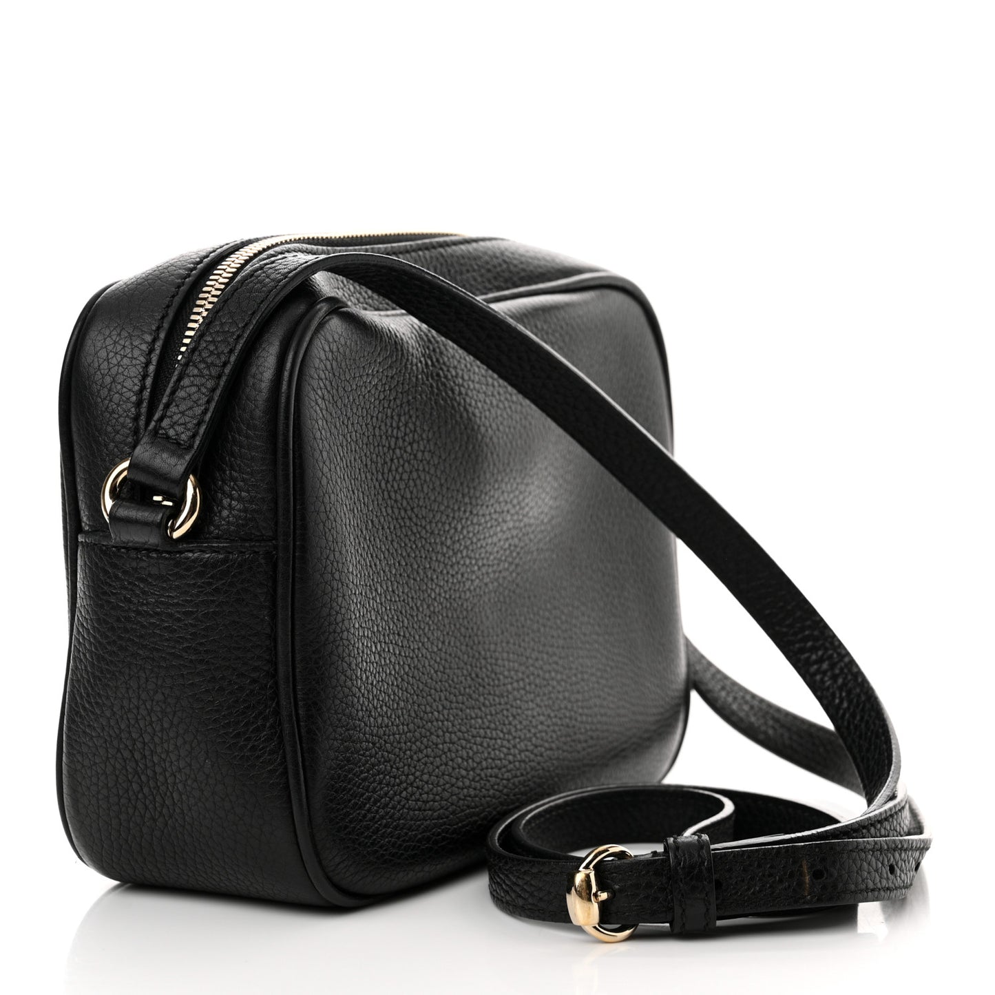 Pebbled Calfskin Small Soho Disco Bag Black