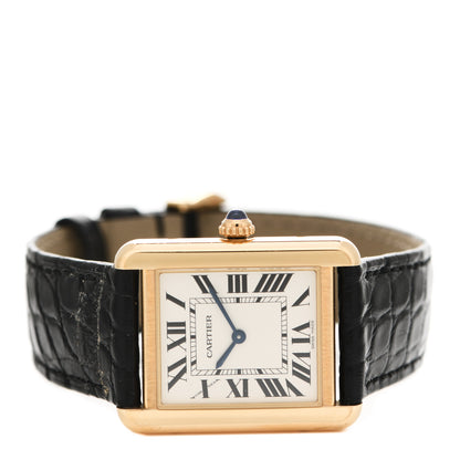 Cartier Stainless Steel 18K Yellow Gold Alligator 24mm Tank Solo Quartz Watch 2 of 8