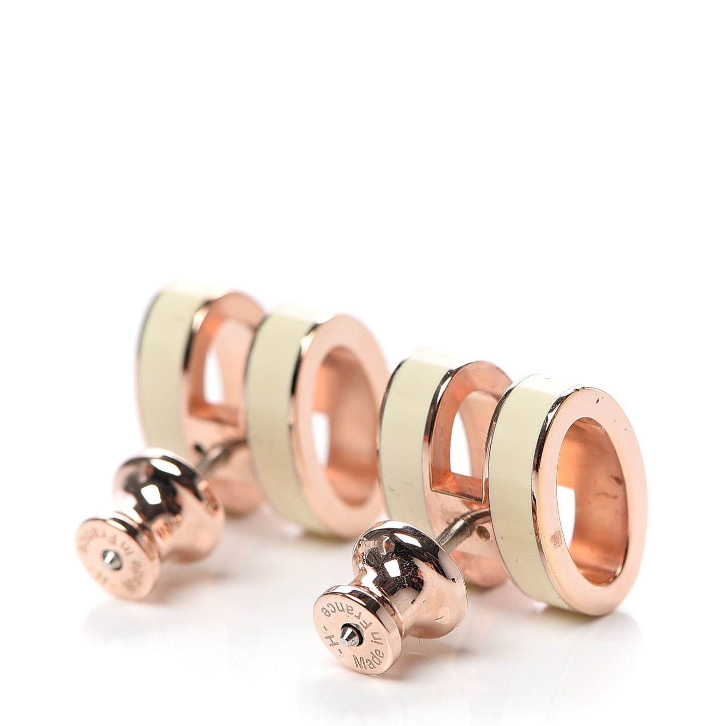 Rose Gold Lacquered Pop H Earrings Ecru