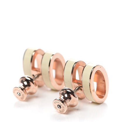 Hermes Rose Gold Lacquered Pop H Earrings Ecru 3 of 5