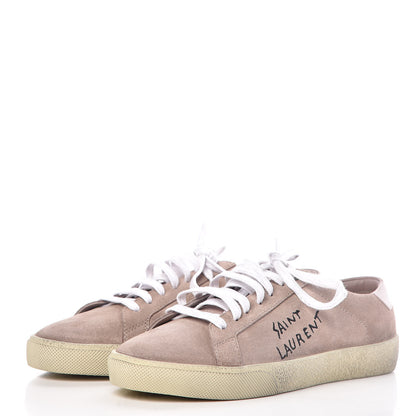 Saint Laurent Distressed Suede Womens Court Classic Sneakers 39.5 Rose Antique 3 of 10