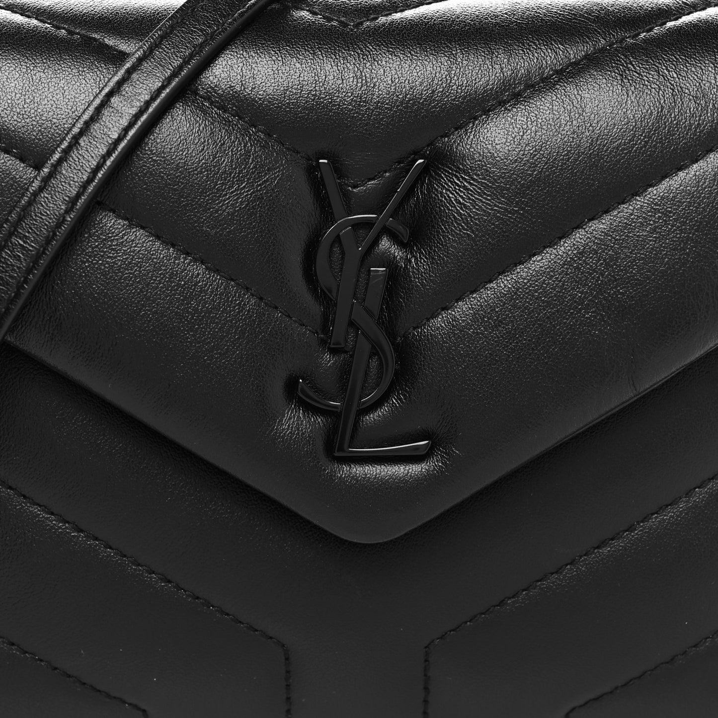 Calfskin Y Quilted Monogram Monochrome Toy Loulou Crossbody Bag Black