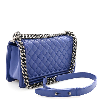 Chanel Calfskin Quilted Medium Boy Flap Blue 3 of 11