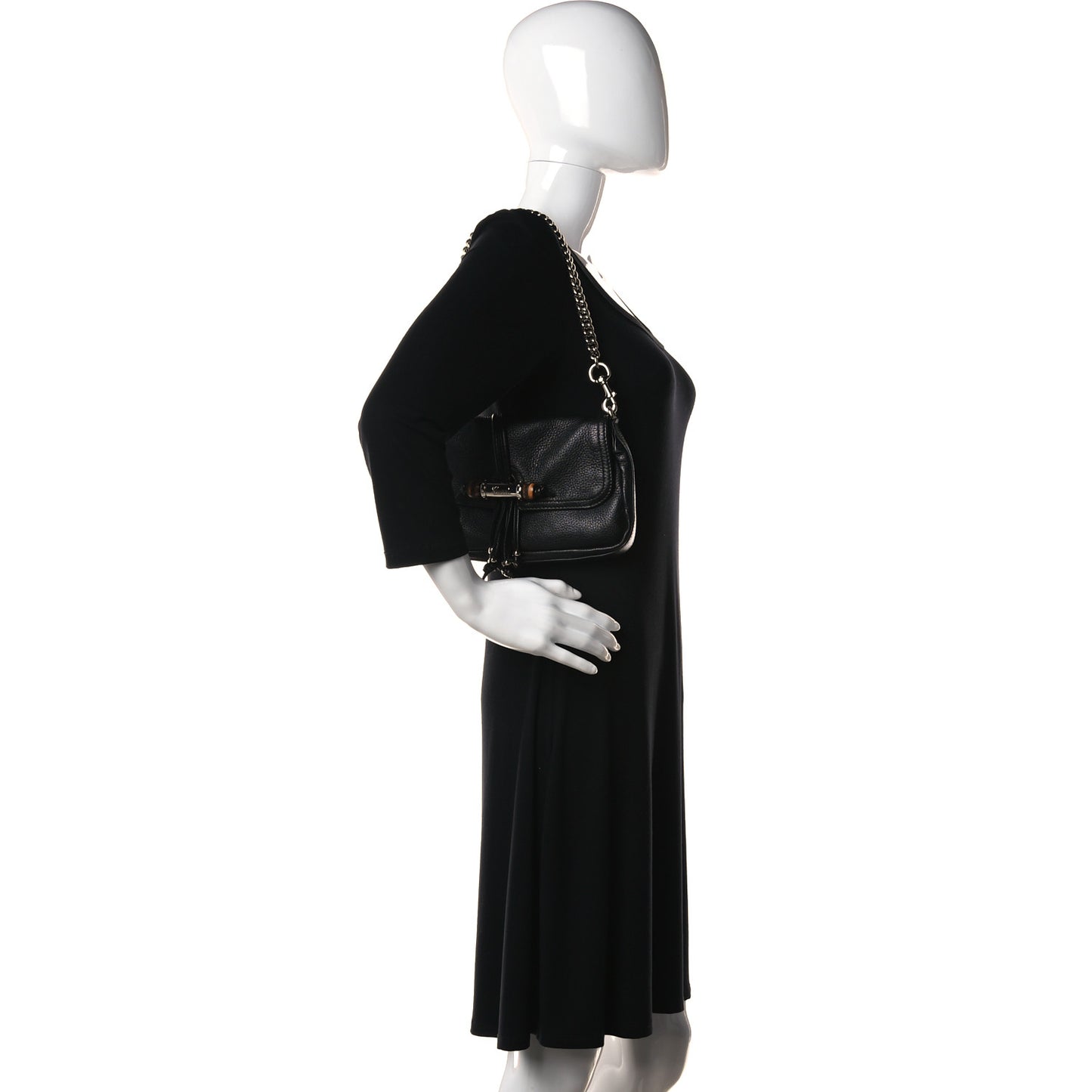 Calfskin Bamboo Croisette Evening Bag Black