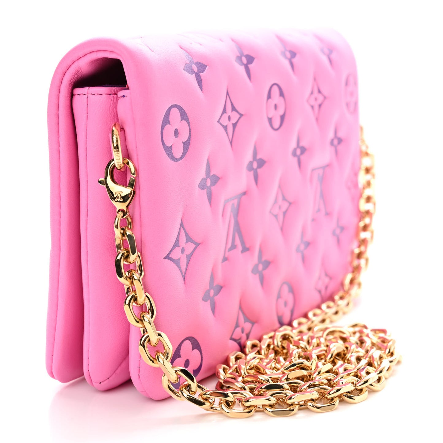 Lambskin Embossed Monogram Vuittamins Pochette Coussin Rose Violet