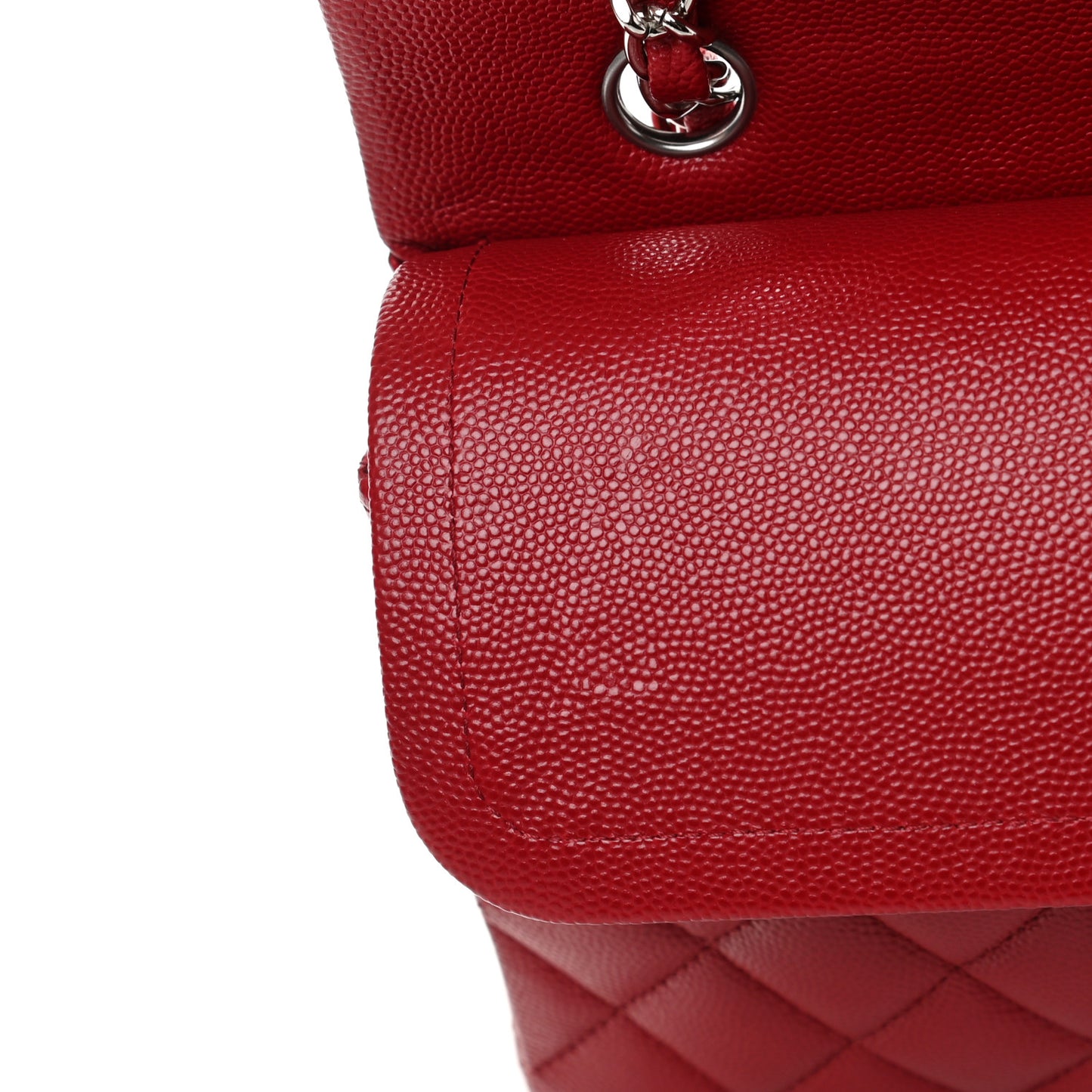 Caviar Quilted Medium Double Flap Red