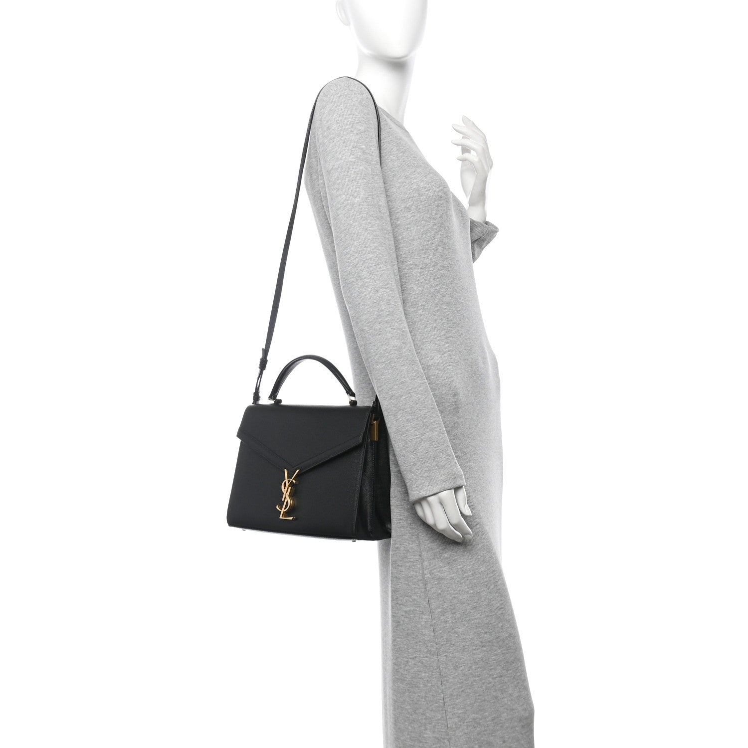 Saint Laurent Grain de Poudre Medium Classic Monogram Cassandra Top Handle Black 2 of 15