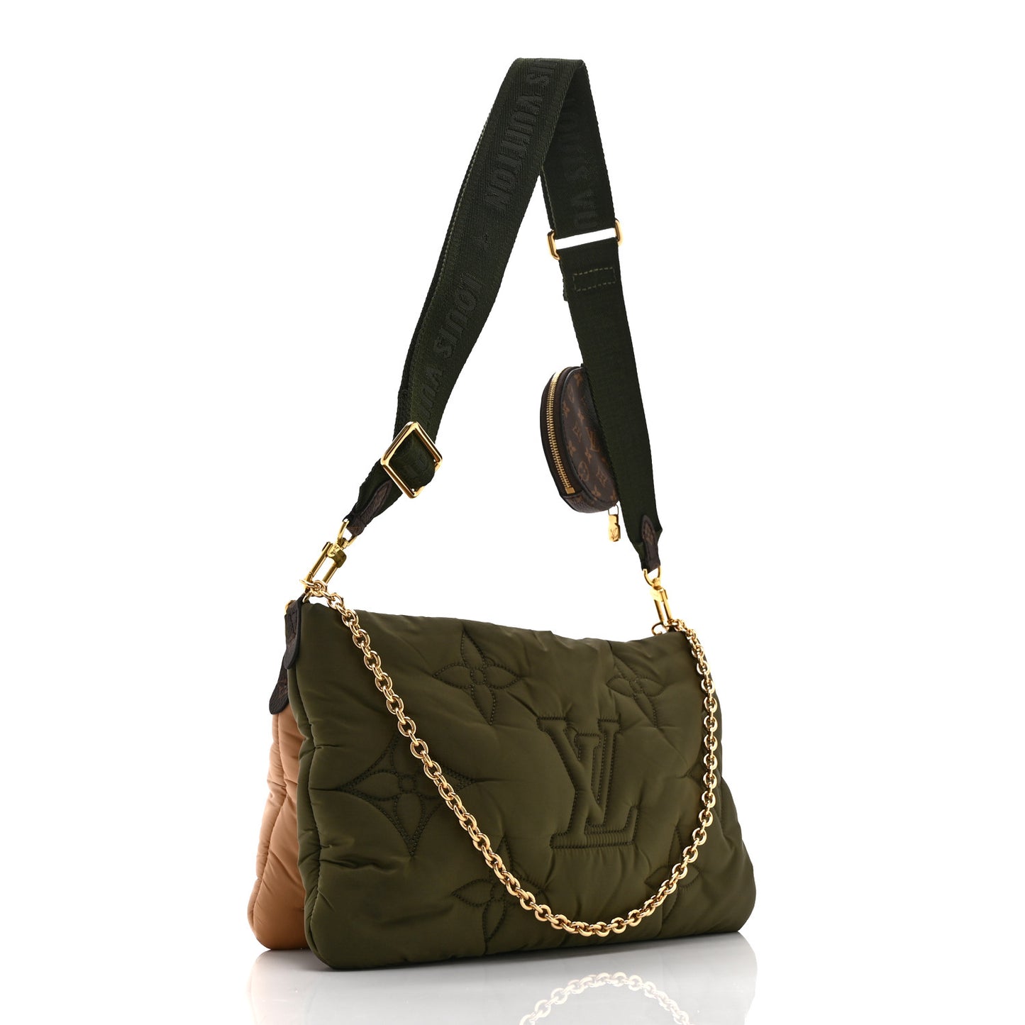 Econyl Monogram Pillow Maxi Multi Pochette Accessories Kaki Beige