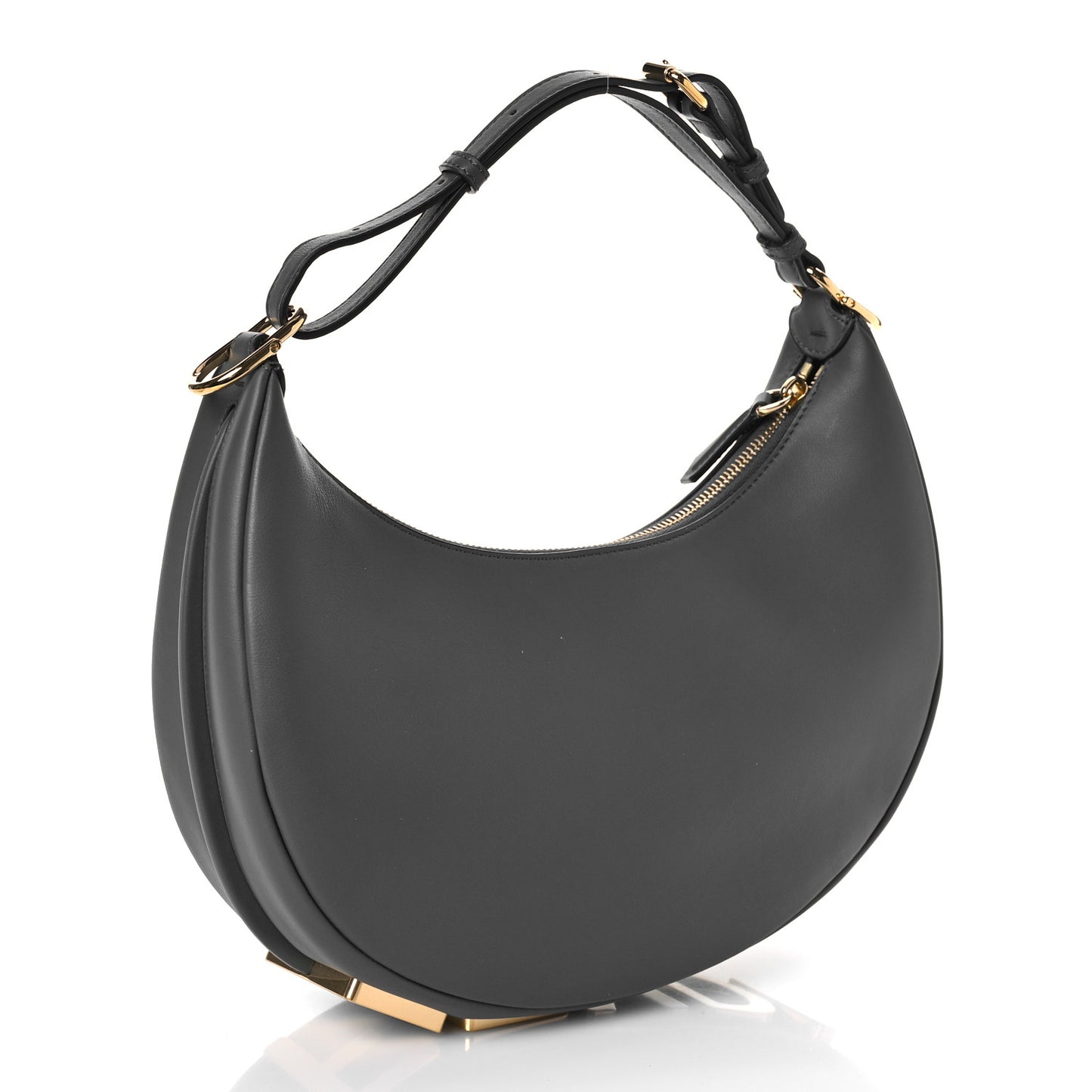 Vitello Grace Matte Small Fendigraphy Hobo Bag Anthracite
