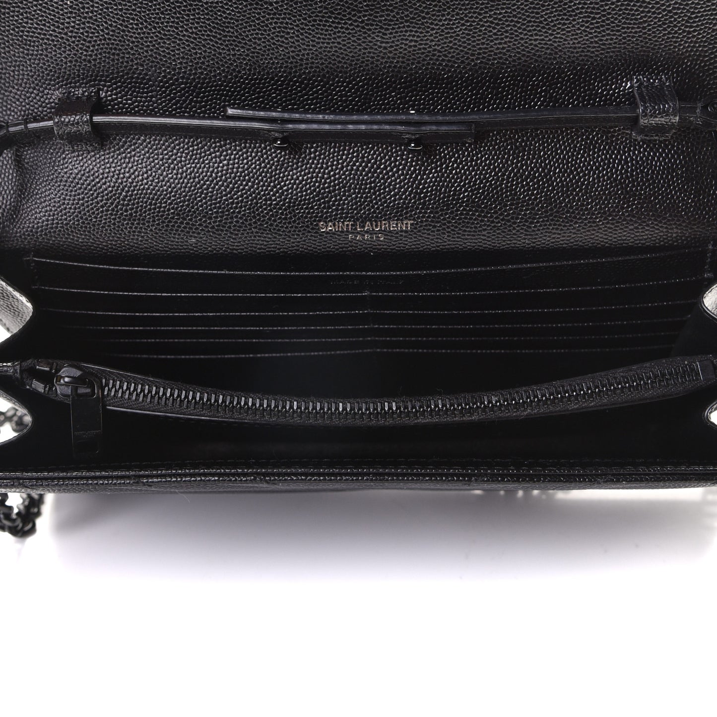 Grain De Poudre Matelasse Chevron Monogram Chain Wallet Black