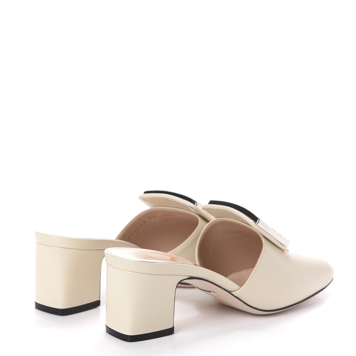 Gucci Malaga Kid Crystal Square G Madelyn Mules 37 Vintage White 4 of 7