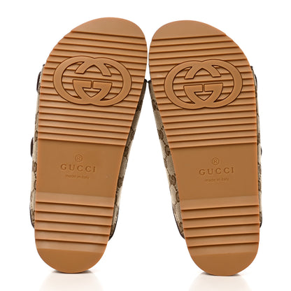 Gucci GG Monogram Lavaredo Eco Fabric Mens Slide Sandals With Straps 6 Beige Ebony Light Brown 5 of 9