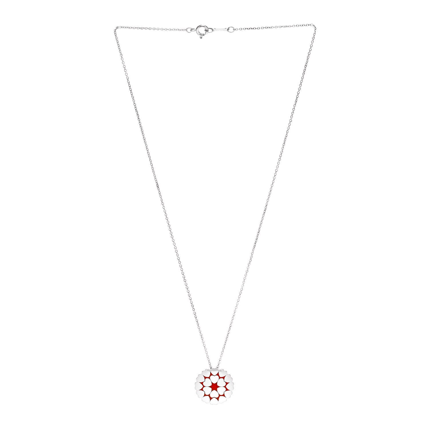 Tiffany Sterling Silver Enamel Paloma Picasso Crown of Hearts Pendant Necklace Red 3 of 6