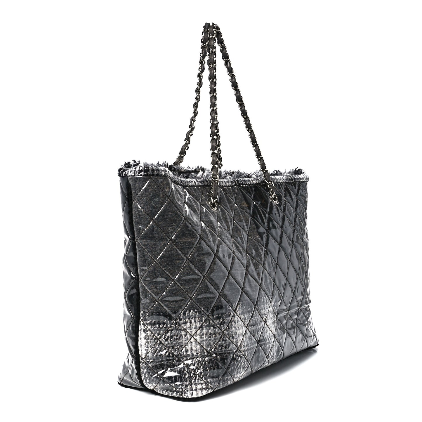 Vinyl Funny Tweed Patchwork Tote Grey