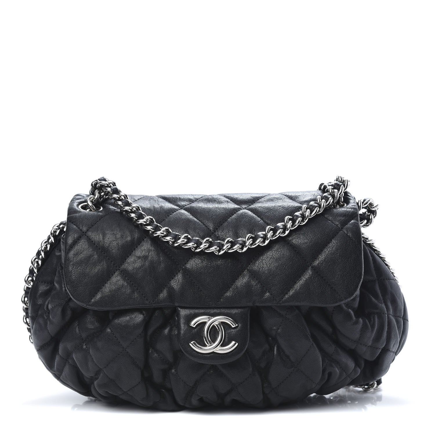 Chanel Washed Lambskin Quilted Medium Chain Around Messenger Black 1 of 11