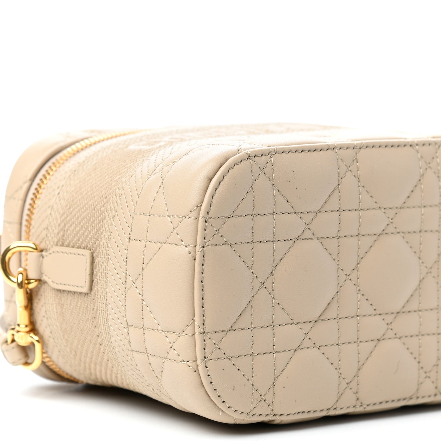 Lambskin Cannage Small Diortravel Vanity Case Light Beige