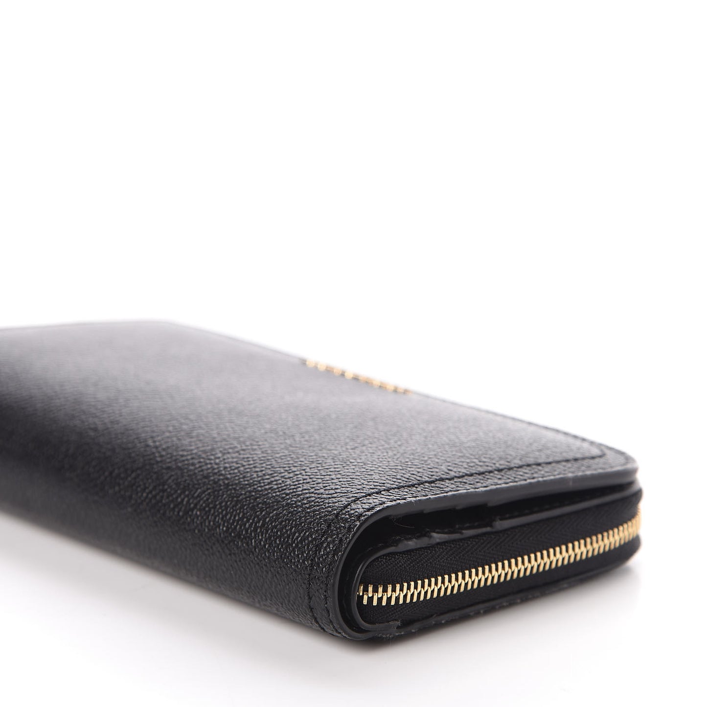 Grained Calfskin Zip Wallet Black