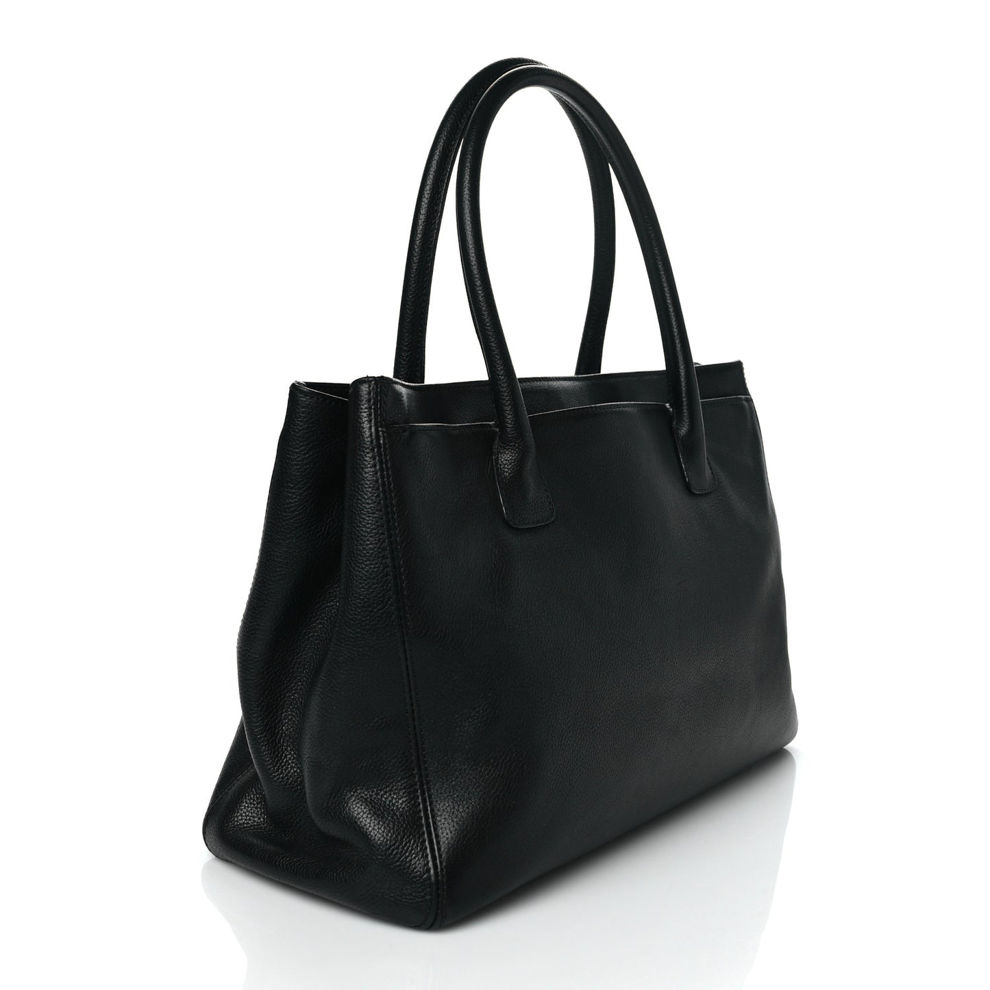 Calfskin Cerf Executive Shopper Tote Black