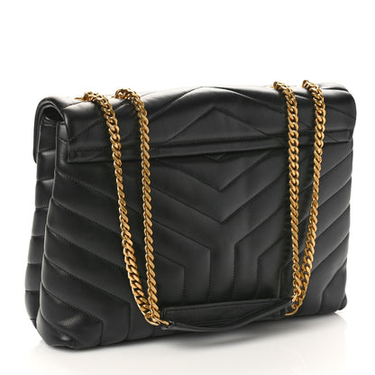 Saint Laurent Calfskin Y Quilted Monogram Medium Loulou Chain Satchel Black 3 of 8