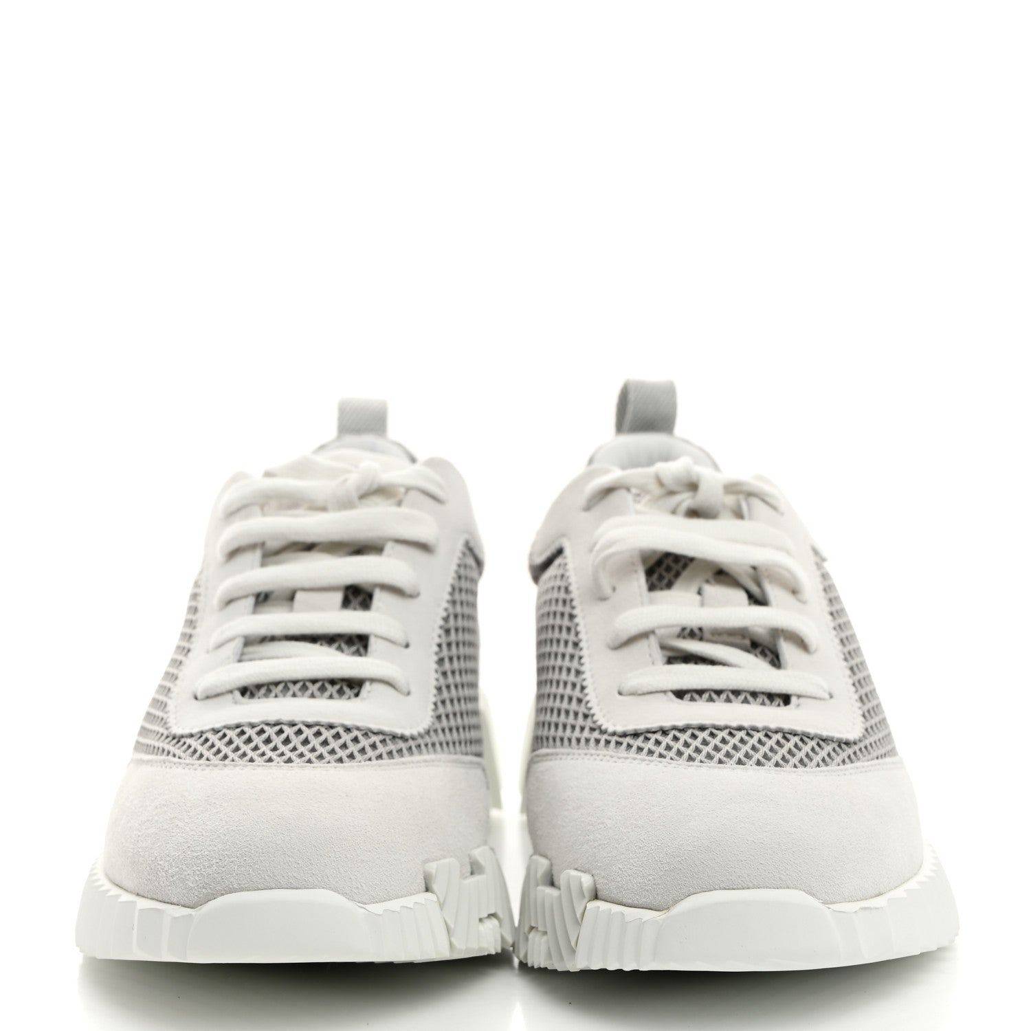 Hermes Air Mesh Suede Goatskin Bouncing Sneakers 38 Gris Lulea White 2 of 8