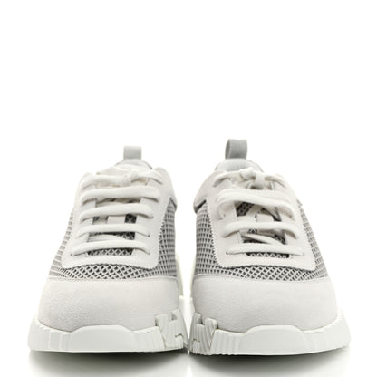 Hermes Air Mesh Suede Goatskin Bouncing Sneakers 38 Gris Lulea White 2 of 8