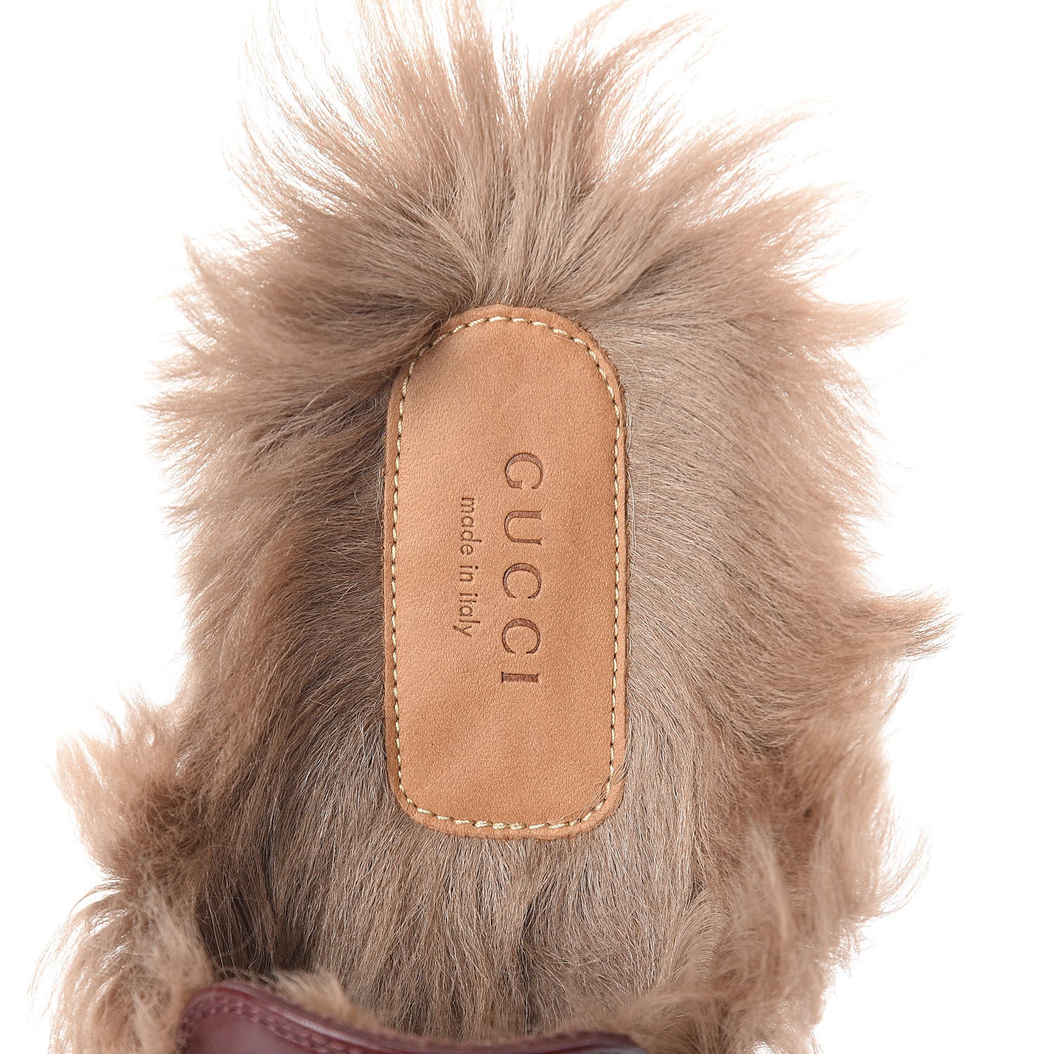 Gucci Malaga Kid Fur Womens Princetown Slippers 35 Vintage Bordeaux 5 of 7