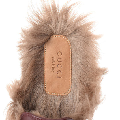 Gucci Malaga Kid Fur Womens Princetown Slippers 35 Vintage Bordeaux 5 of 7